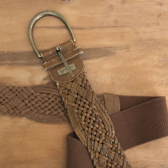 Jessica Simpson Woven Leather Belt Brown M/L - Picture 8 of 10